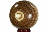 Polished, Banded Aragonite Sphere - Morocco #105621-1